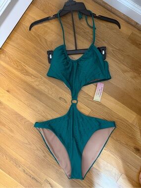 VENUS Teal Cutout One-Piece Swimsuit with Rhinestone Accents